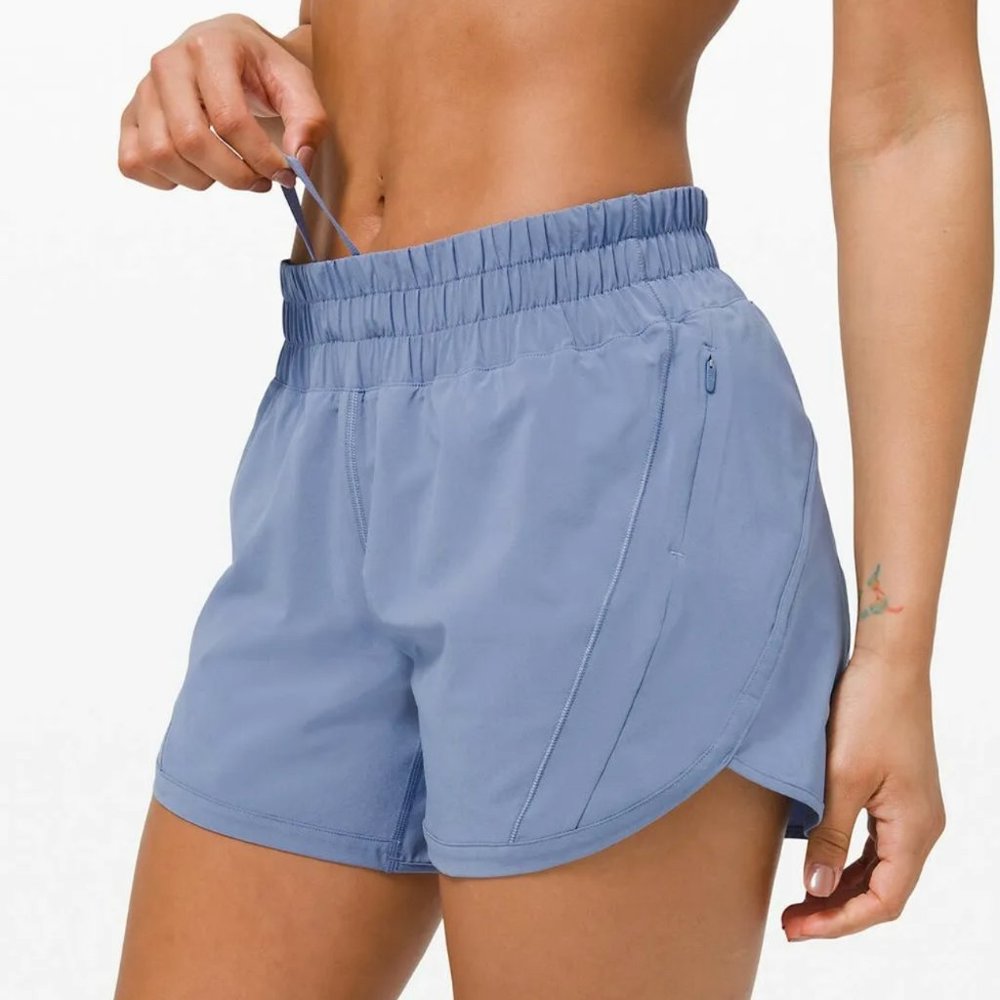 Lululemon Track That Mid-Rise Short 5" Water Drop Blue Lined Running Size 4